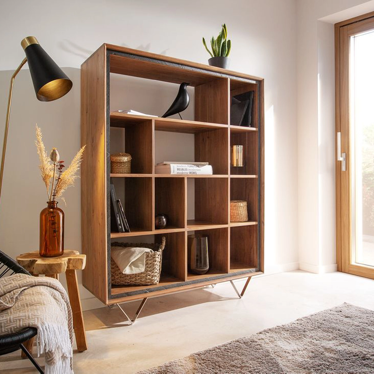 Open Shelf Wooden Bookshelf